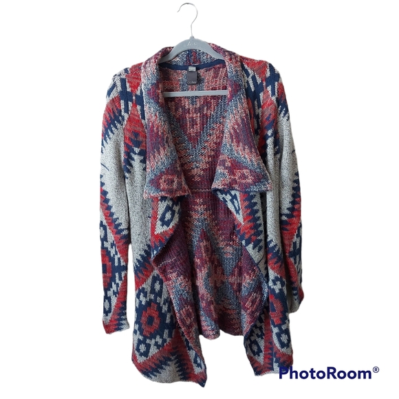 Quinn Southwest Boho Bohemian Open Front Oversize Cardigan Sweater Small - Picture 1 of 5
